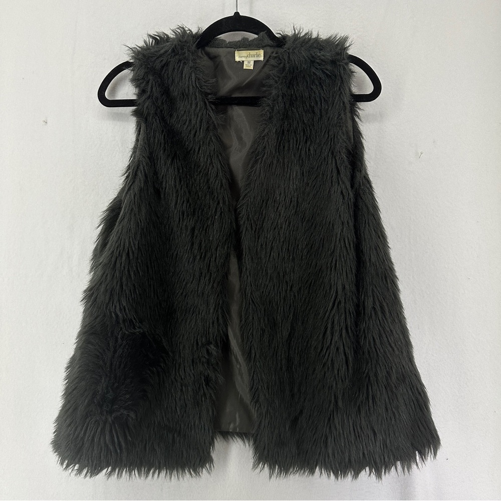Charming Charlie Faux Fur Lined Vest‎ Womans Size M Black